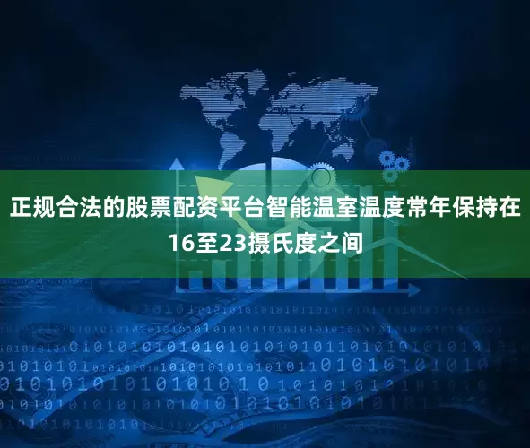 正规合法的股票配资平台智能温室温度常年保持在16至23摄氏度之间